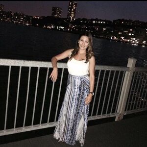 New Look Navy and White Maxi Skirt